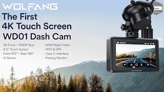 WOLFANG Dashcam WD01 - 4K/1080P front \u0026 rear dash camera with GPS \u0026 Wifi - LuckyCam App