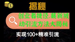 创业者捷径，蕞新被动引流方法大揭秘，实现100+精准引流