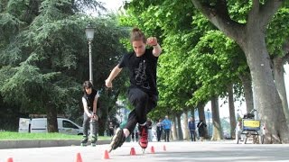 Awesome freestyle slalom skating in Lecco, Italy