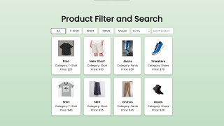 Product Filter and Search Using HTML, CSS and JavaScript with Source Code