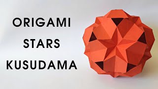 Origami STARS KUSUDAMA | How to make a paper kusudama with stars