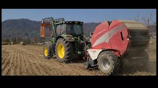 존디어트랙터 6135를 타고 볏짚 작업..승차감 대박 Working on rice straw on the John Deere Tractor 6135.. (best Google)