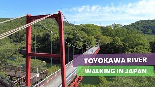 Walking in Shinshiro - Toyokawa River - 4k-60fps