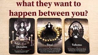 WHAT DO THEY WANT TO HAPPEN BETWEEN YOU?! INITIALS!  PICK A CARD TIMELESS TAROT READING