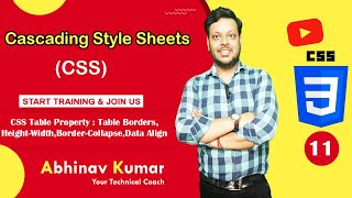 CSS Table Properties | CSS Table | CSS Table Border | Border Collapse | Table Style | CSS | CSS3