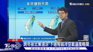 跨年夜北東濕涼 下週有弱冷空氣溫度略降｜TVBS新聞@TVBSNEWS01