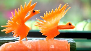 How To Quickly Cut  A Carrot Bird | Carrot Swan | Fruit & Vegetable Carving
