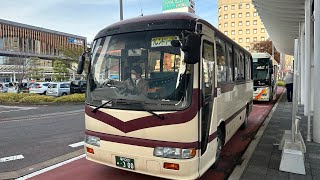 (前面展望)フレンドリーバス、県立図書館→福井駅→県立図書館