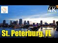 [4K]  Downtown Saint Petersburg Florida - Friday Night Sunset  Walking Tour Tampa Bay Area