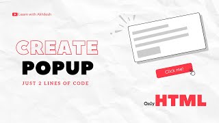 How to Create a Simple Pop-Up Using Only HTML | Create Popup using just 2 lines of HTML