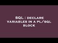SQL : declare variables in a pl/sql block