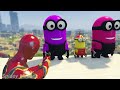 gta 5 crazy ragdoll spiderman on rainbow bridge with minions funny fails compilations 1