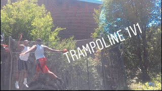 TRAMPOLINE 1V1 BASKETBALL GAME!!! ( ALOT OF DUNKS AND BLOCKS )