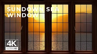 4K Sunset Sea window view - Relaxing, Calming, Ambience