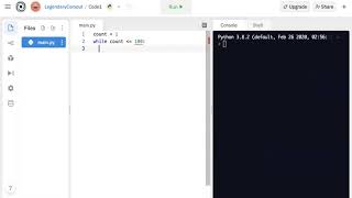 Quick While Loop Count to 100 Python Coding