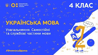 4 клас. Українська мова. Узагальнення. Самостійні та службові частини мови (Тиж.3:ВТ)