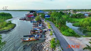 Aerial View Laut Senja Cafe Ban Pecah - 4k