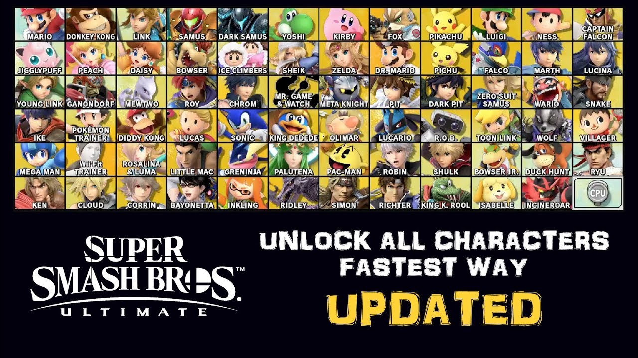 Super Smash Bros Ultimate - Unlock All Characters FAST Updated - YouTube