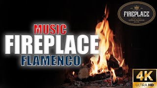 Flamenco Music Fireplace | Burning \u0026 crackling fire sounds | Premium | Ultra HD 4K.