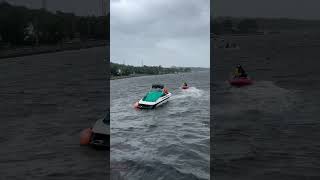 Boat being recovered after blowing away in hurricane Fiona