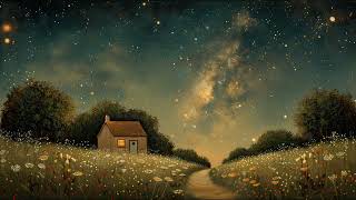 Starry Night at the Quaint Cottage - Peaceful Screensaver \u0026 TV Art for a Tranquil Night Sky