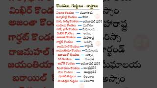 కొండలు, గుట్టలు - అవి ఉన్న రాష్ట్రాలు #tspsc #appsc #examtopper #librarytelugu