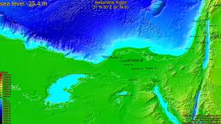 Alexandria, Egypt, (z+c) sea level rise -135 - 65 m