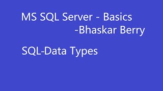 SQL Basics - SQL Datatypes