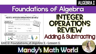 Integer Operations Review: Adding and Subtracting