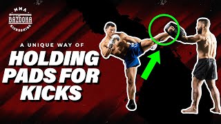 I'M THE ONLY PERSON IN THE WORLD TO HOLD PADS FOR KICKS THIS WAY | BAZOOKATRAINING.COM