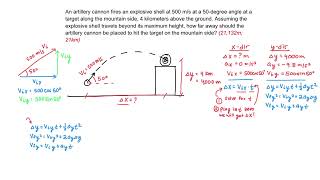 Projectile Motion Asymmetrical Example Problem