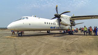 Congo, takeoff and landing, Brazzaville to Ouesso, Xian MA60