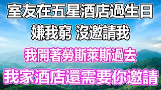 室友在五星酒店過生日，因嫌我窮而沒邀請我。我駕著勞斯萊斯到場，冷峻地表示：我家酒店還需要你的邀請嗎？#為人處世#生活經驗#情感故事#養老#退休#淺談人生#深夜淺讀