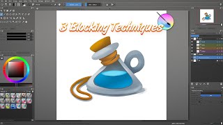 3 techniques for game asset blocking in Krita