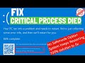 Critical  Process died Error windows 10