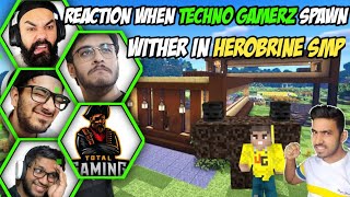 Gamers reaction when techno gamerz Spawn wither in Herobrine smp 🔴 rawknee, Andreobee, chapati gamer