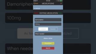 Editing and Deleting Medication with My Pain Diary: Gold Edition