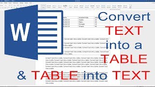How to convert TEXT into table in MS Word ¦ How to change table to text in Word
