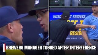 Brewers manager TOSSED after tying run wiped away by batter's interference 👀 | ESPN MLB