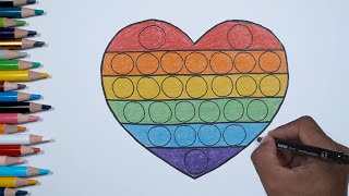 Cara Menggambar dan Mewarnai Pop it Rainbow Mudah | How to easy Pop it Rainbow