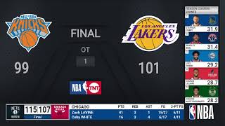 Knicks @ Lakers | NBA on TNT Live Scoreboard