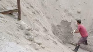 Barge unloads 5000 tons of white sand - Part 1 - satisfying video