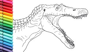 How to Draw Spinosaur Head - Drawing and Coloring Dinosaurs From Jurassic world for Kids