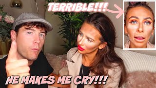 I DID MY MAKEUP HORRIBLY TO SEE HOW MY HUSBAND REACTS!! *he makes me cry*