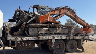 Excavator Machine Was Destroyed In Accident While Working On Mountain.Restoration