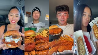 tiktok mukbang compilation pt 16 | chipotle bowl \u0026 burrito, wingstop, raising canes and more