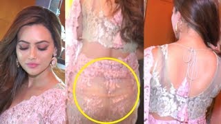 Oops Sana Khan Reveals Her BOOTY In Her See Through Saree