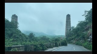 Driving through Nallamala Reserve Forest after Rain. Eastern Ghats. Giddalur to Nandyala