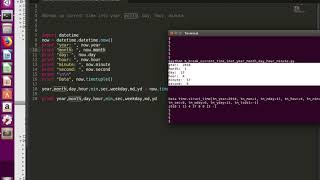 Python How to get current time and break up into year, month, day, minute and second