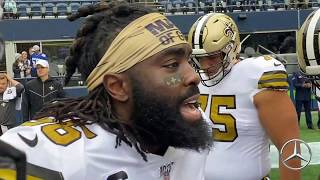 Demario Davis Leads Saints Pregame Huddle